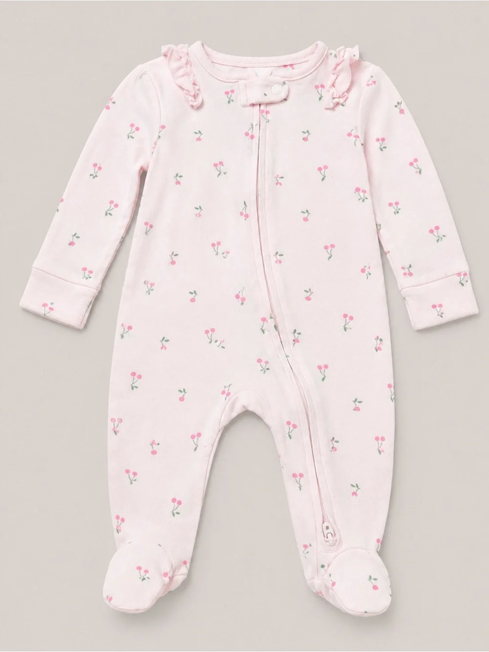 Carter’s - Double Zipper Sleeper - Pink W/ Cherries Print (Cotton) - 3M